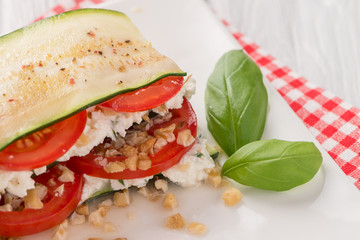 Italian appetizer of vegetables and cheese