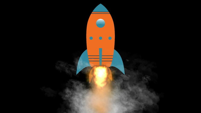 Animation cartoon rocket launch into space