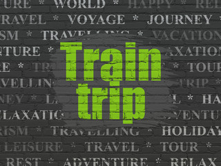 Tourism concept: Train Trip on wall background