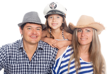 Happy family in hats