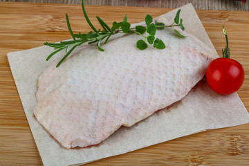 Raw duck breast