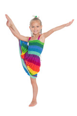 Girl doing exercise vertical split