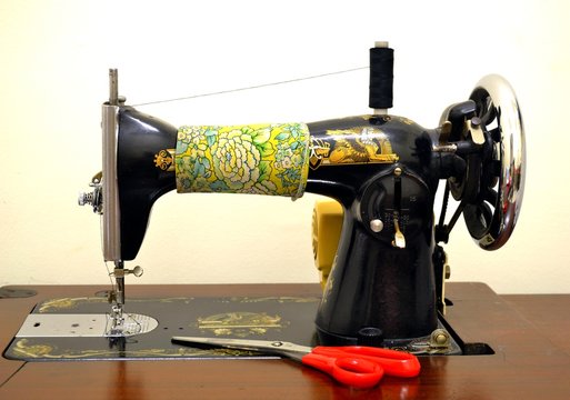 Antique Sewing Machine on white