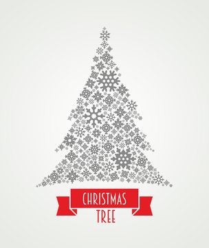 Vector design concept with Christmas tree made from snowflakes