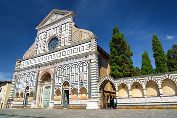 Facade of the Basilica of Santa Maria Novella in Florence, Italy
