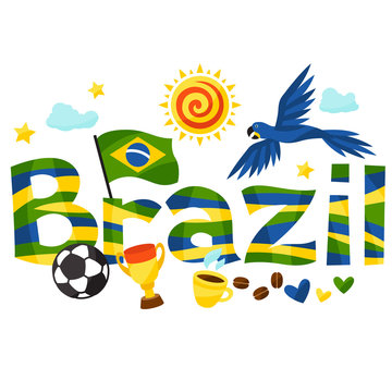 Brazil design with objects on white background