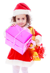 girl with a gift in their hands