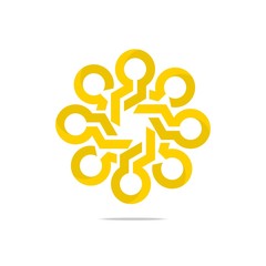 Design logo symbol hexa connecting arrow letter line icon style