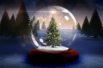 Christmas tree in snow globe   - Powered by Adobe