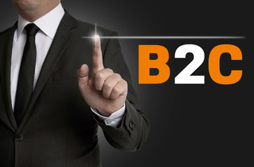 b2c touchscreen is operated by businessman concept
