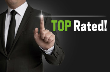 top rated touchscreen is operated by businessman concept