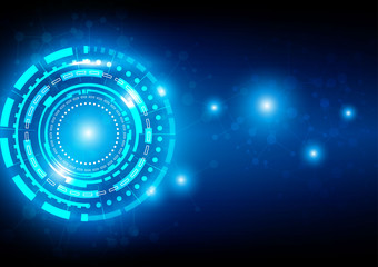 Abstract Technology Blue Background with connection and Bright F