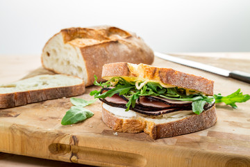 ciabatta sandwich with black forest ham