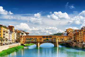 View of the Ponte Vecchio over the Arno River, Florence, Italy