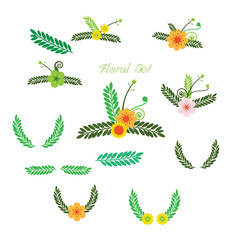Vector set with vintage flowers
