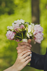 Young hands are holding a bouquet 4248.