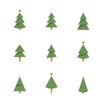 Christmas tree icons. Vector set.