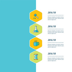 timeline, infographic template design bule, yellow and green col