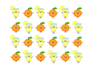 Lemonade and orange refreshing pattern, vector illustration