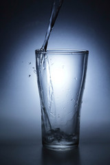 pouring water into glass
