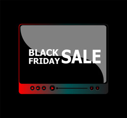 Banner template for black Friday sale. Media Player. Vector illustration