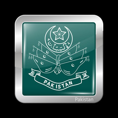 Obraz premium Old Emblem of Pakistan. Metallic Icon Square Shape