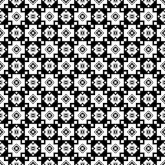 Seamless black and white decorative vector background with abstract figures