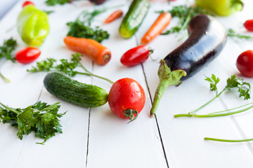 Fresh tomato cherry on table, selective focus