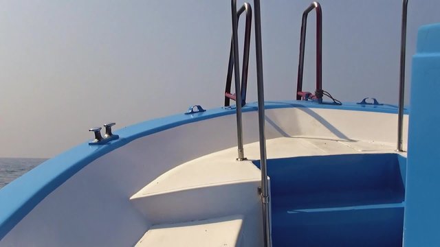 Motorboat's prow in navigation