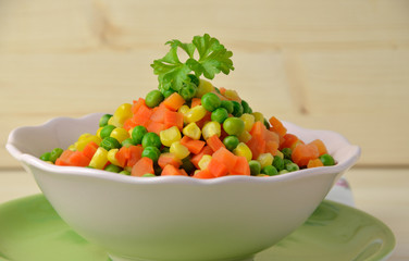 Colorful steamed vegetables