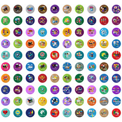 Fototapeta na wymiar Flat Colorful Icons Set: Vector Illustration, Graphic Design. Collection Of Color Icons. For Web, Websites, Print, Presentation Templates, Mobile Applications And Promotional Materials