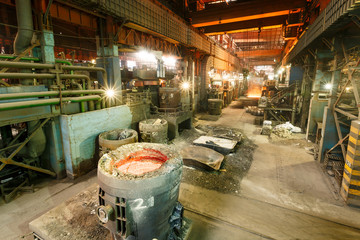 Metal smelting Steel mills factory scene