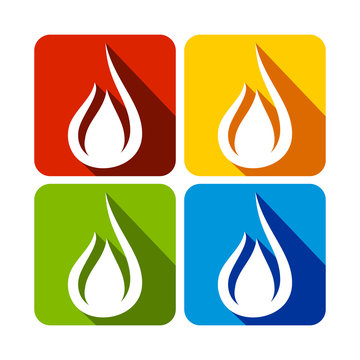 Gas Flames Abstract Rounded Square Flat Icon