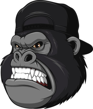 Ferocious gorilla in a cap