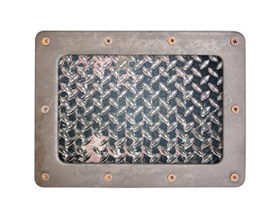 steel background plate with frame and screws