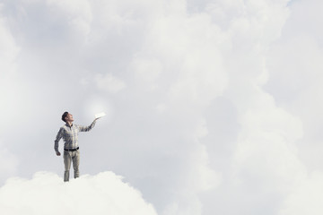 Man with book in hand