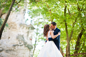 Very sensual and gorgeus wedding couple on the picturesque lands