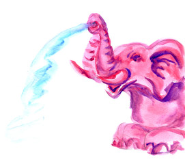 Hand drawn pink elephant.