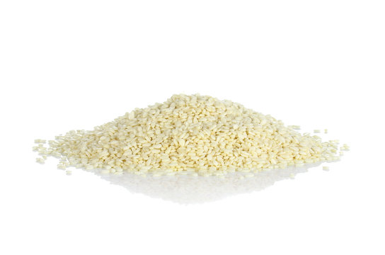 sesame seeds on a white background