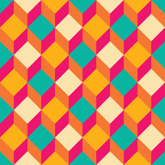 Vector modern seamless colorful geometry square pattern, color  abstract geometric background, trendy multicolored print, retro texture, hipster fashion design