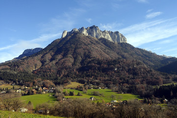 Fototapeta na wymiar Forclaz mountain near Annecy, France