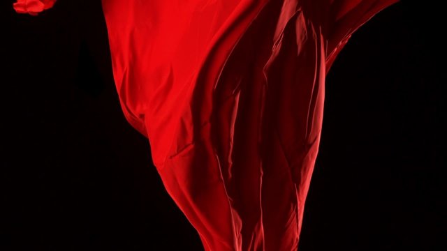Flowing red cloth shooting with high speed camera, phantom flex.