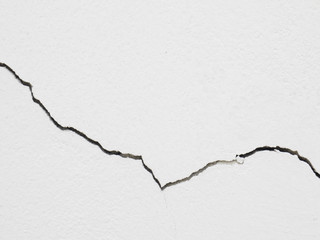 crack on white wall background