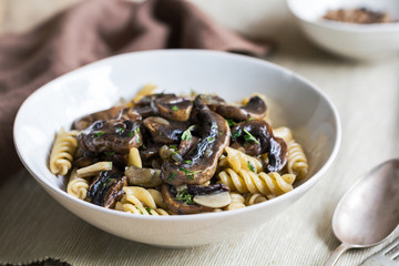 Pasta with mushroom and herb sauce