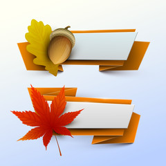 Set of vector banners with autumn leaves.