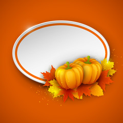 Vector banners with autumn leaves and pumpkins.