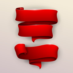 Set of red ribbons. Vector illustration.