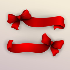 Set of red ribbons. Vector illustration.