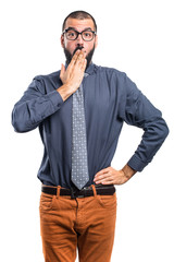 Man doing surprise gesture