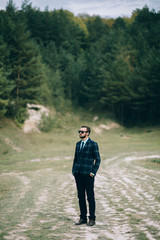 Bearded Man On Nature Background